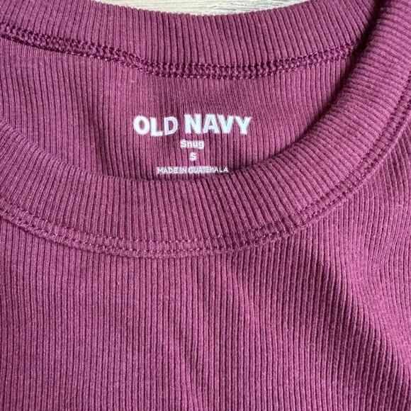 Old Navy Ribbed Crew Neck T Shirt Burgundy S - Picture 3 of 4